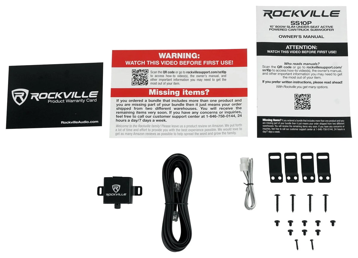 Rockville SS10P 10" 800w Slim Under - Seat Powered Car/Truck Subwoofer Sub+Amp Kit - Product image 12