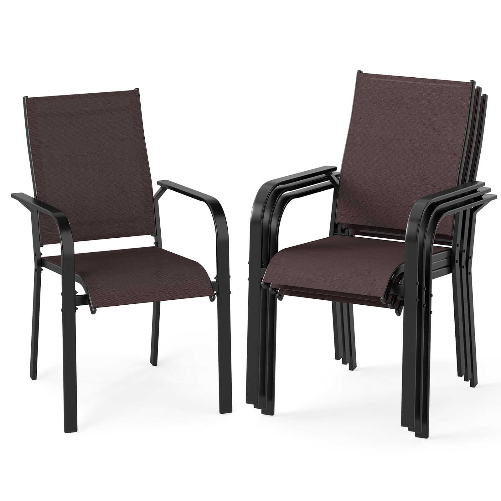Tangkula Patio Dining Chairs - Stackable Outdoor Armchairs with Metal Frame - Product image 12