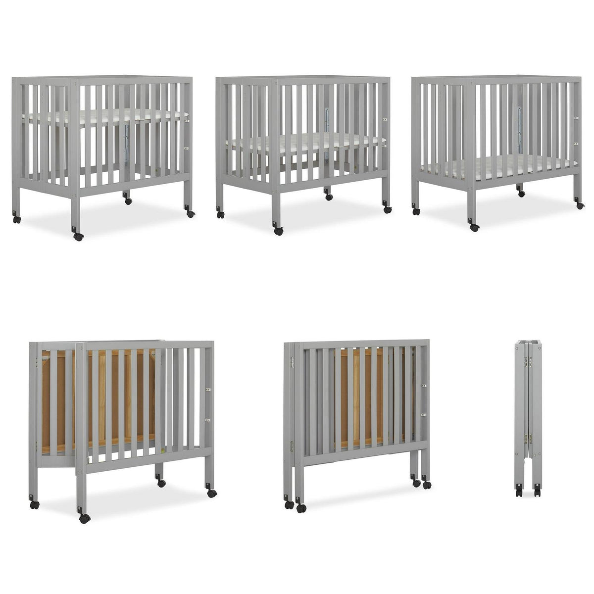 Dream on Me Jett Non - Full Size Folding Crib I Removable Wheels I Modern Nursey I Adjustable Mattress - Product image 6