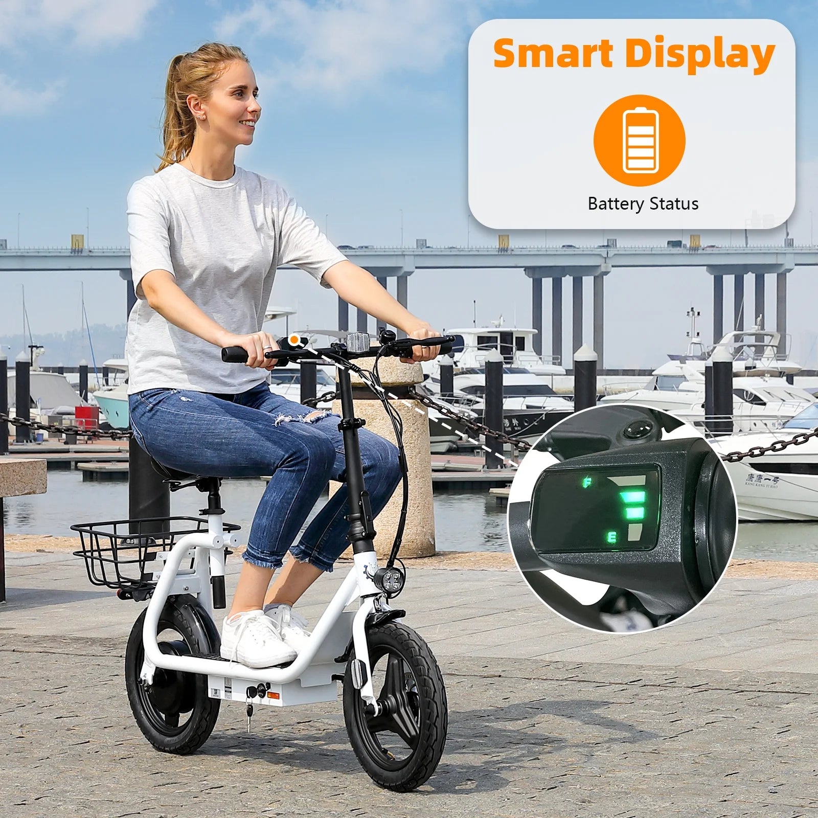 SANOPY 350W Electric Scooter with Seat for Adults, 15 Miles Range 20 Mph, 36V 5.2ah Battery Moped - Product image 11