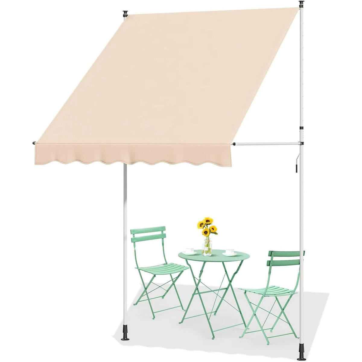 AECOJOY Manual Retractable Awning, 78" Non-Screw Outdoor Patio Awning, Beige - Product image 1