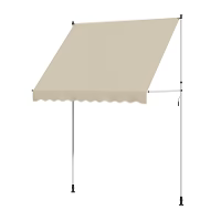AECOJOY Manual Retractable Awning, 78" Non-Screw Outdoor Patio Awning, Beige - Product image 4