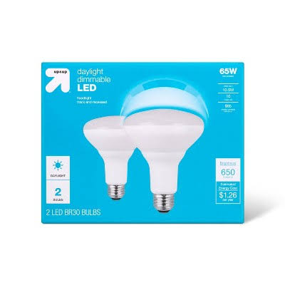 LED 65W BR30 2pk Daylight Light Bulbs - Up & Up - Product image 1