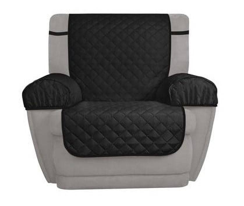 Mainstays 3-Piece Reversible Microfiber Recliner Chair Pet Cover Protector, Black/Gray - Product image 1