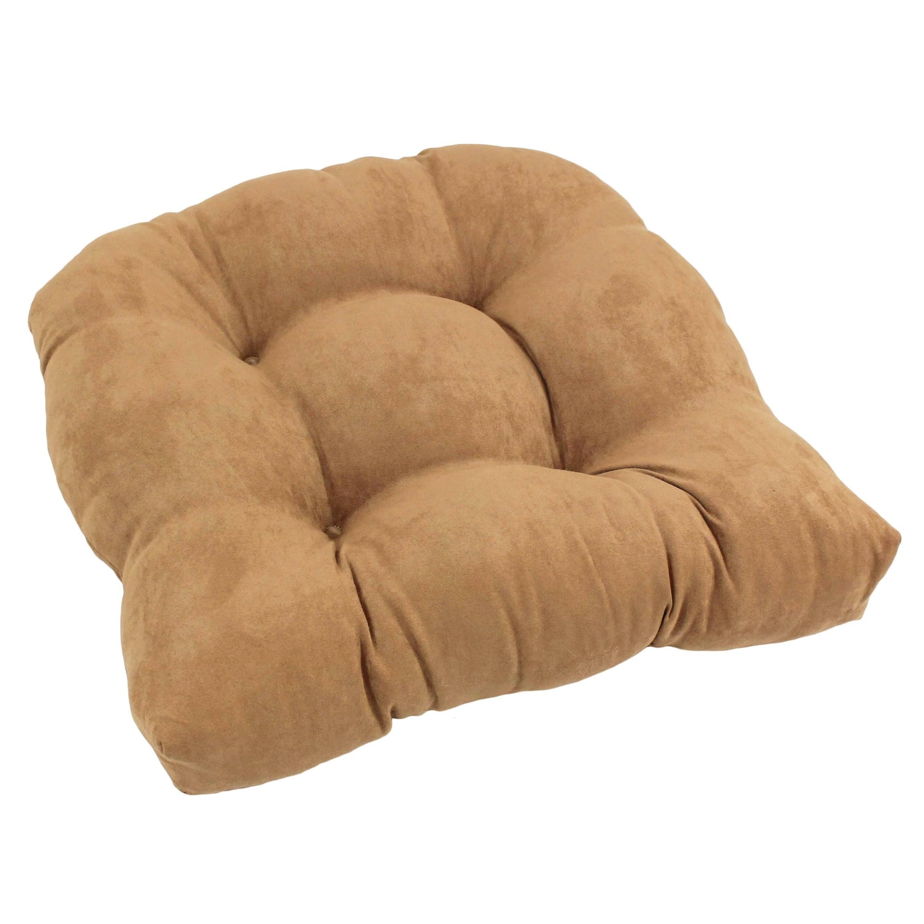 Blazing Needles 19 in. U-Shaped MicroSuede Tufted Dining Chair Cushion, Camel - Product image 1