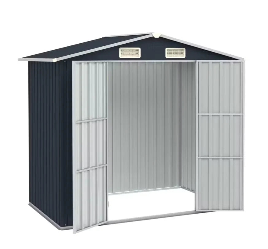 Gray Metal Garden Shed 205 x 183 x 129 cm -