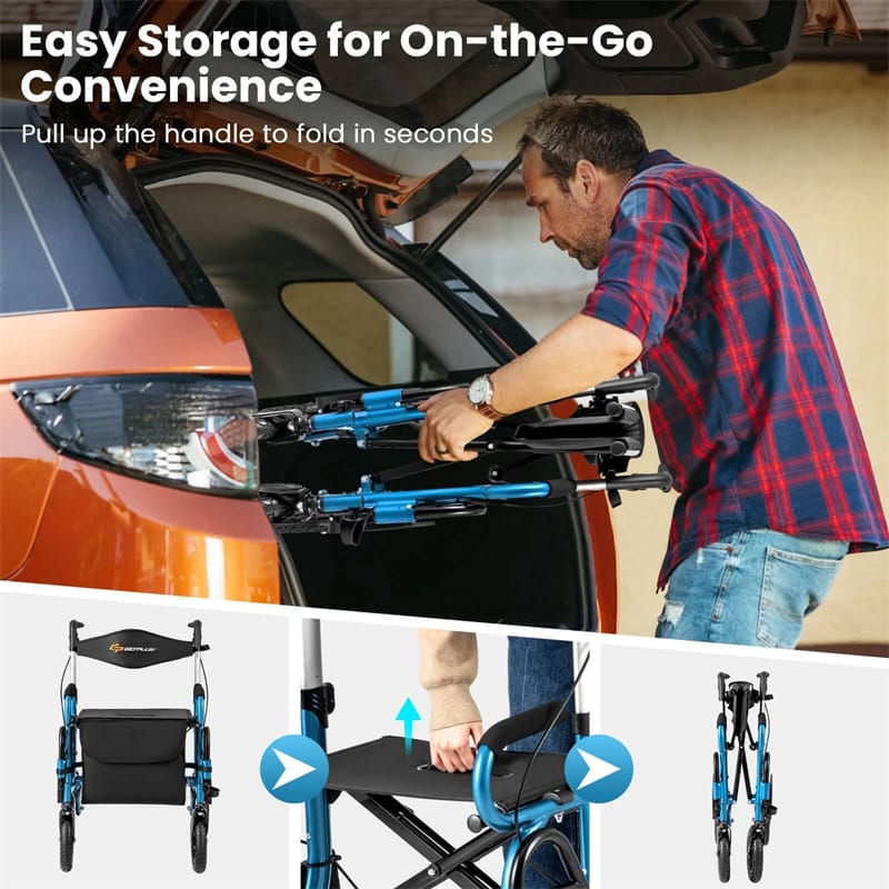 2-in-1 Folding Rollator Walker with Seat, Armrests & 9" All-Terrain Pneumatic Tires - Product image 27