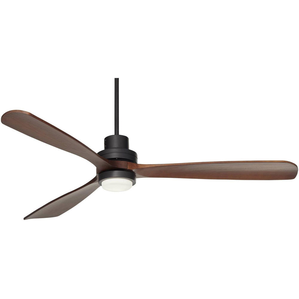 66" Casa Vieja Delta-Wing XL DC Industrial Indoor Ceiling Fan with LED Light Remote Control Matte Black Walnut Opal Glass for Living Room
