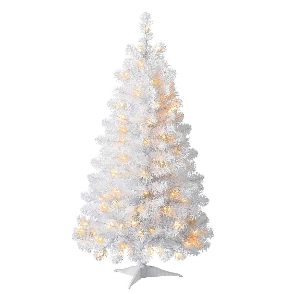 Holiday Time Pre-Lit Indiana Spruce White Artificial Christmas Tree, Mini Clear Incandescent Lights, 4' - Product image 1