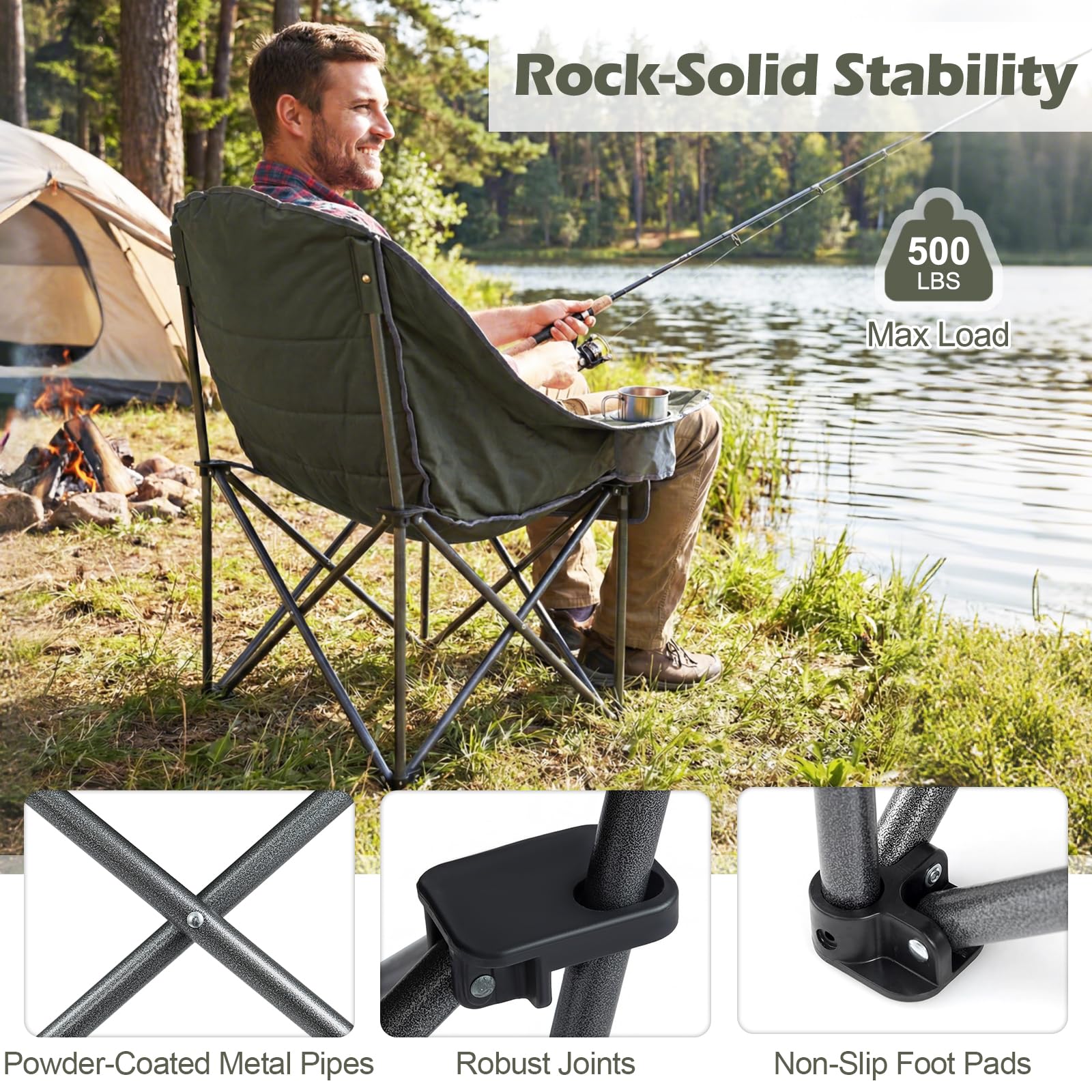 Tangkula Camping Chair - Portable Oversized Outdoor Folding Camp Chair with Padded Seat - Product image 4