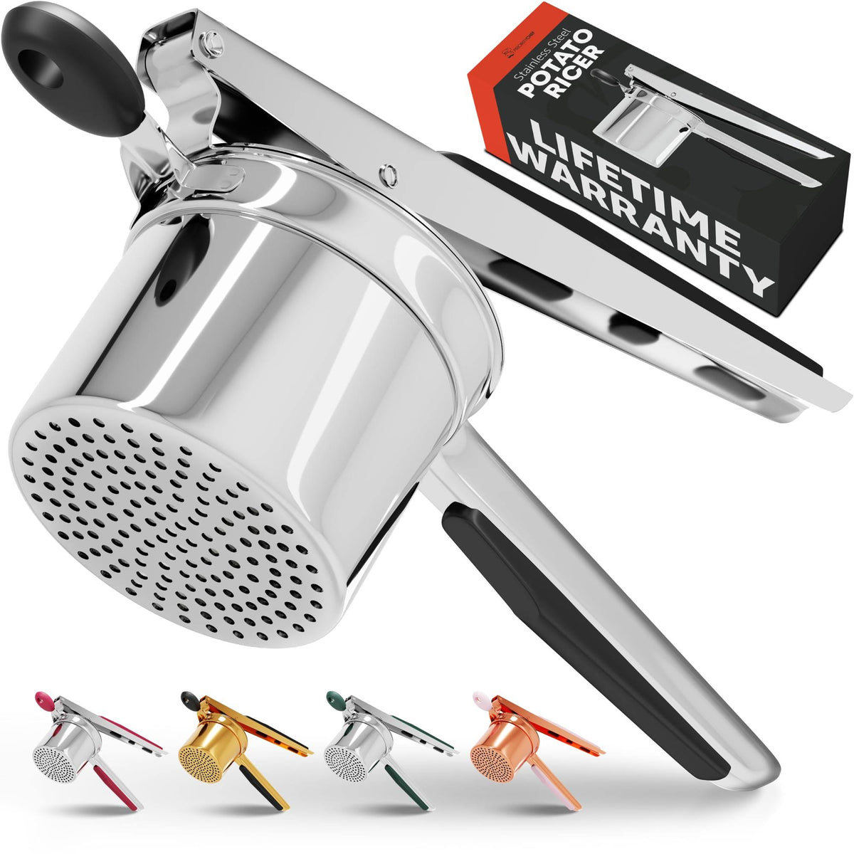 PriorityChef Large 15oz Potato Ricer, Heavy Duty Stainless Steel Potato Masher and Ricer Kitchen Tool - Product image 1