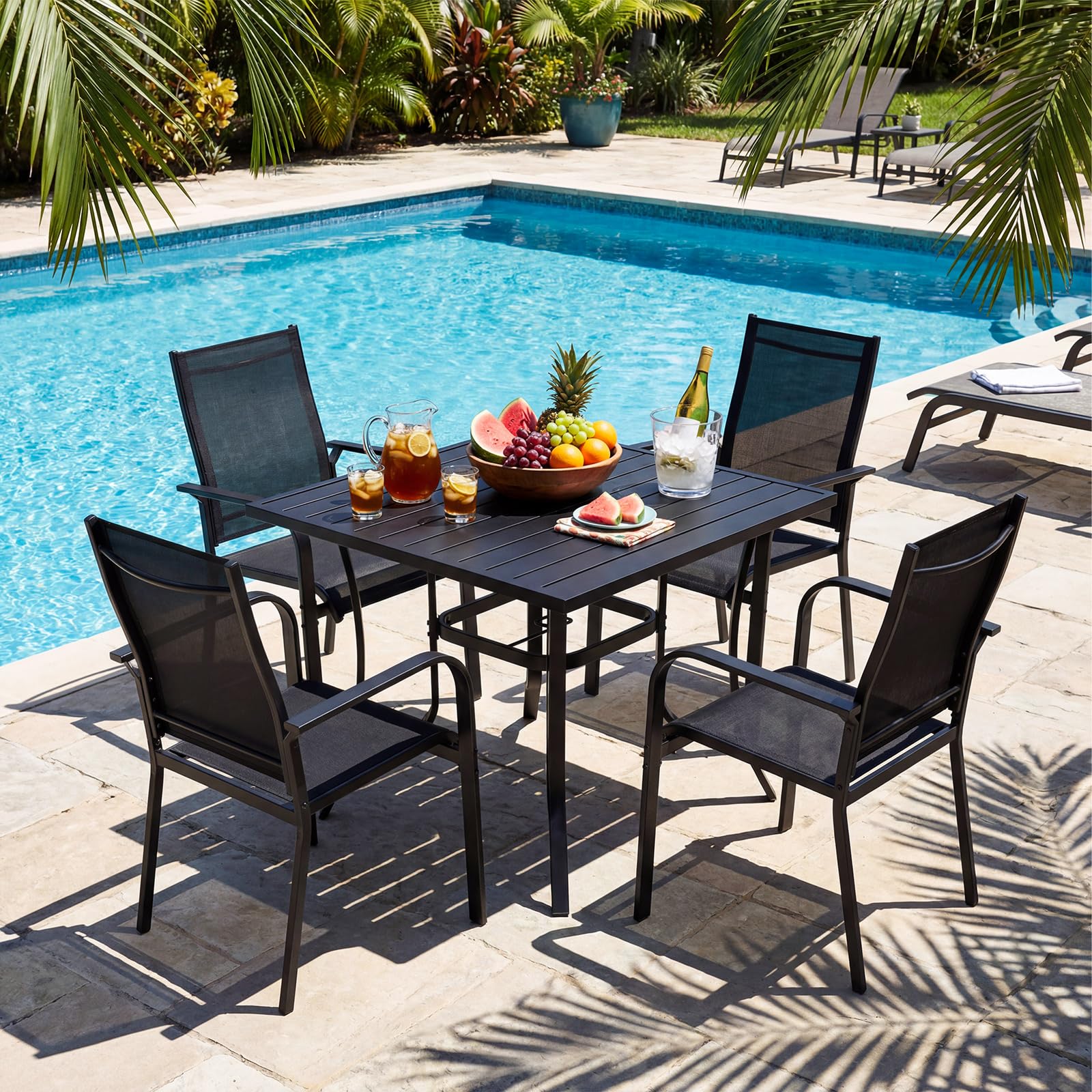 Tangkula Patio Dining Chairs - Stackable Outdoor Armchairs with Metal Frame - Product image 4