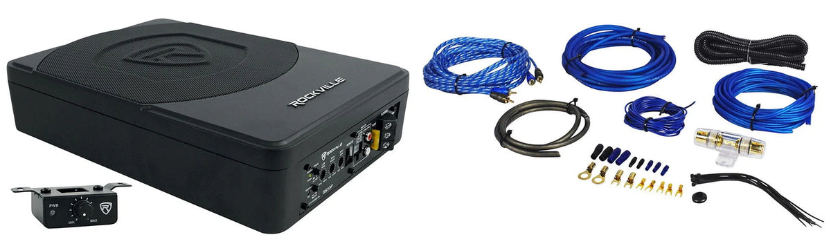 Rockville SS10P 10" 800w Slim Under - Seat Powered Car/Truck Subwoofer Sub+Amp Kit - Product image 1