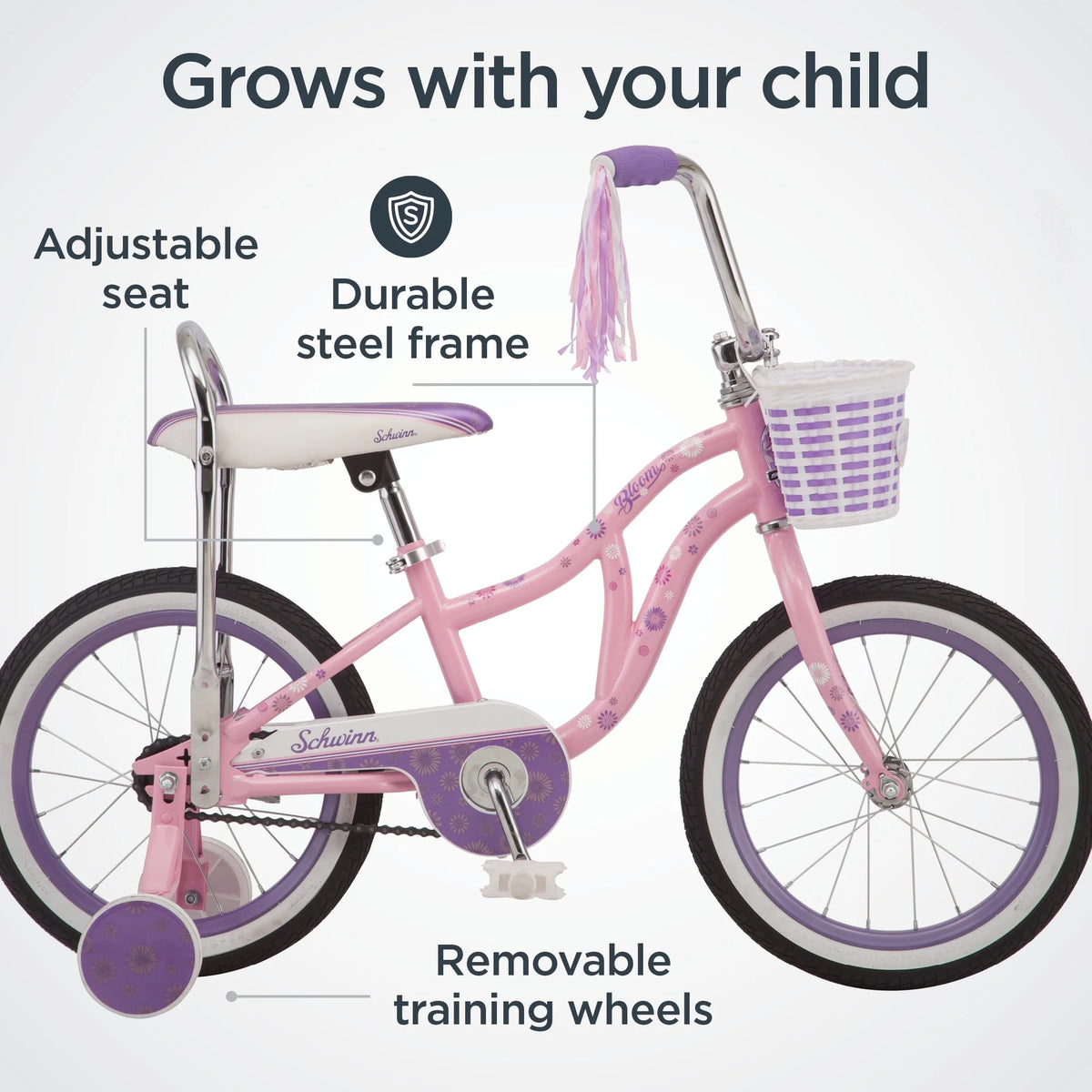 Schwinn Bloom 16 - In. Kid'S Bike with Training Wheels, Pink Child Bicycle - Product image 5