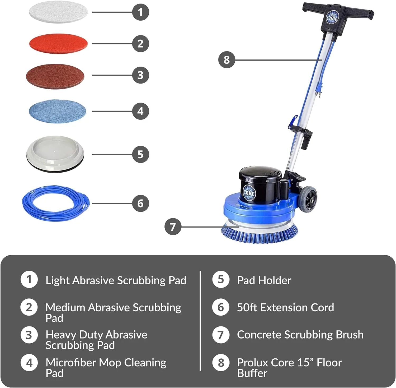 Prolux Core Heavy Duty Commercial Floor Polisher Buffer Scrubber Machine and 5 Pads - Product image 6