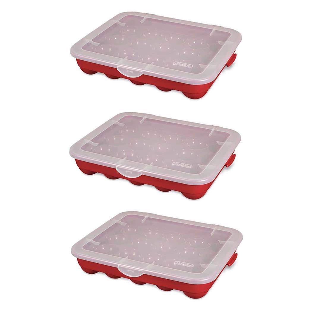 Sterilite 20 Compartment 3" Ornament Storage Case with Lid, Red 3 Pack - Product image 1