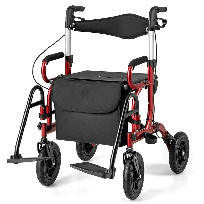 2-in-1 Folding Rollator Walker with Seat, Armrests & 9" All-Terrain Pneumatic Tires - Product image 3
