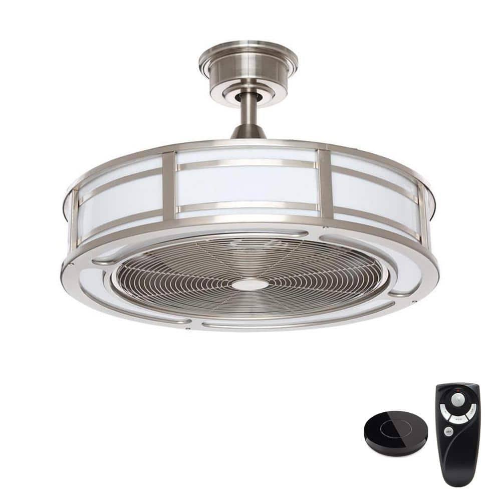 Home Decorators Collection Brette II 23 in LED Brushed Nickel Ceiling Fan with Light and Remote Control - Product image 1