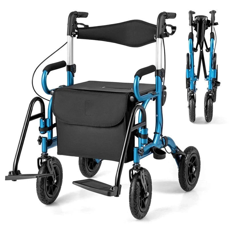 2-in-1 Folding Rollator Walker with Seat, Armrests & 9" All-Terrain Pneumatic Tires - Product image 22