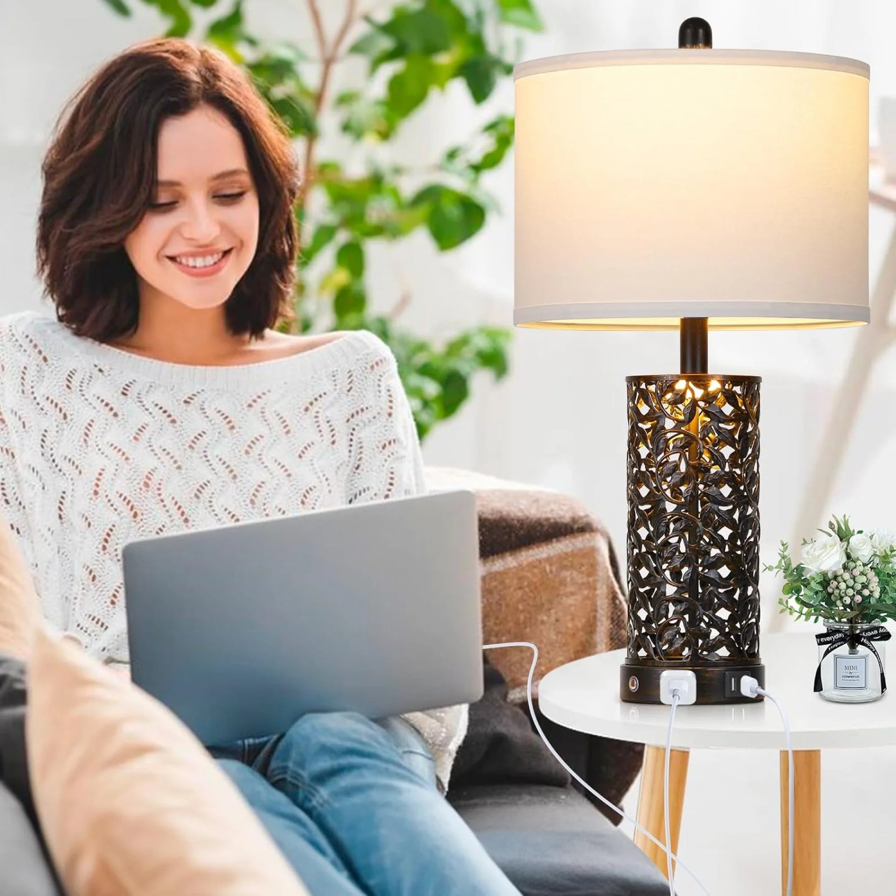 Cinkeda Table Lamp Set of 2 for Living Room Bedroom with USB Ports AC Outlet 3 Way Dimmable Touch - Product image 27