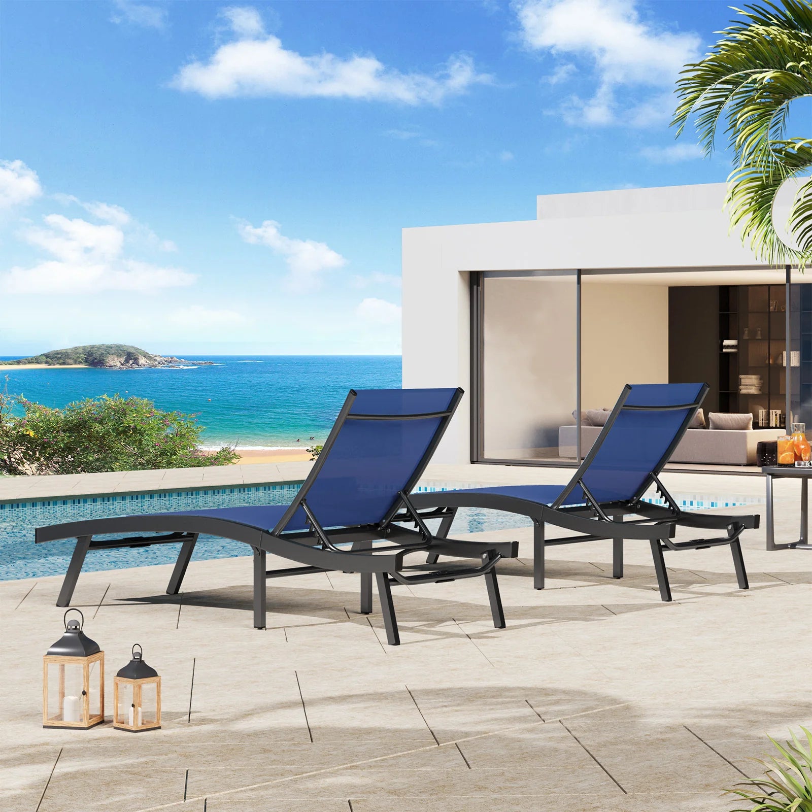 AECOJOY Outdoor Chaise Lounge, All Weather Pool Lounge Chairs Ergonomic Design (Navy, 2 PCs) - Product image 11