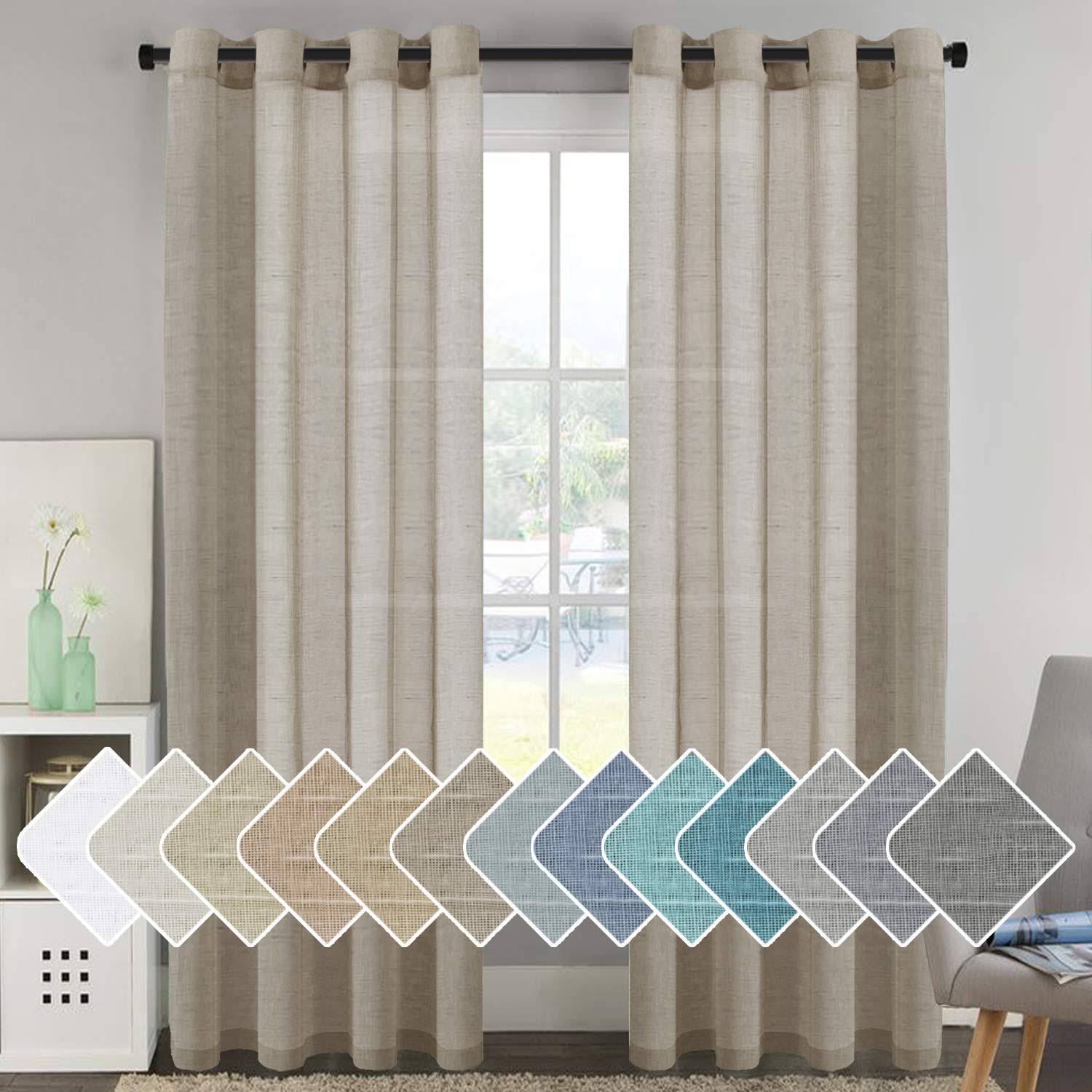 H.VERSAILTEX Ultra Elegant Natural Linen Curtains Soft Linen Semi Sheer Curtains for Living Room Window - Product image 1