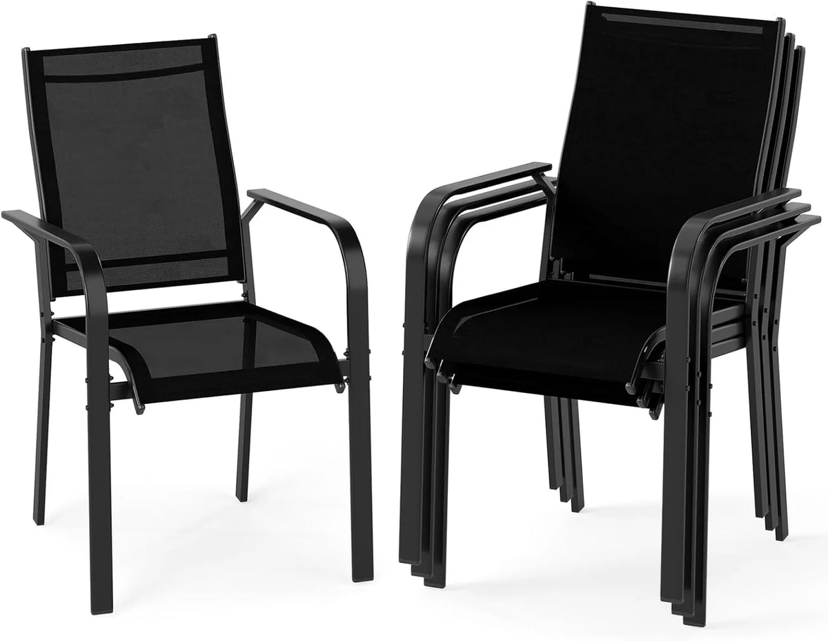 Tangkula Patio Dining Chairs - Stackable Outdoor Armchairs with Metal Frame - Product image 9