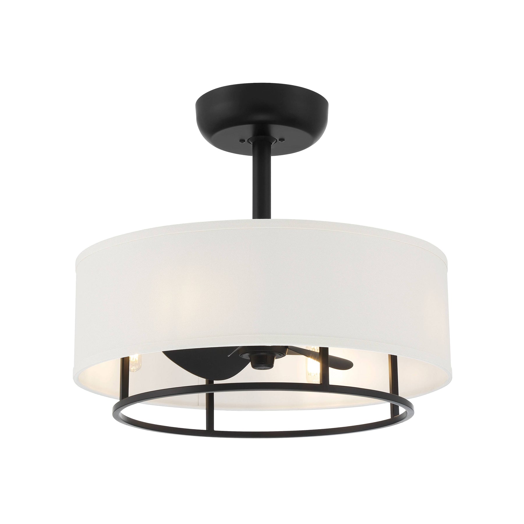 Kaiti 20 inch Drum Shade Ceiling Fan with Remote Control and Dimmable Lights - Matte Black - Product image 1