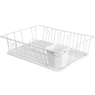 MegaChef Dish Rack with 14 Plate Positioners and Detachable Utensil Holder, 17-1/2 inch, White - Product image 1