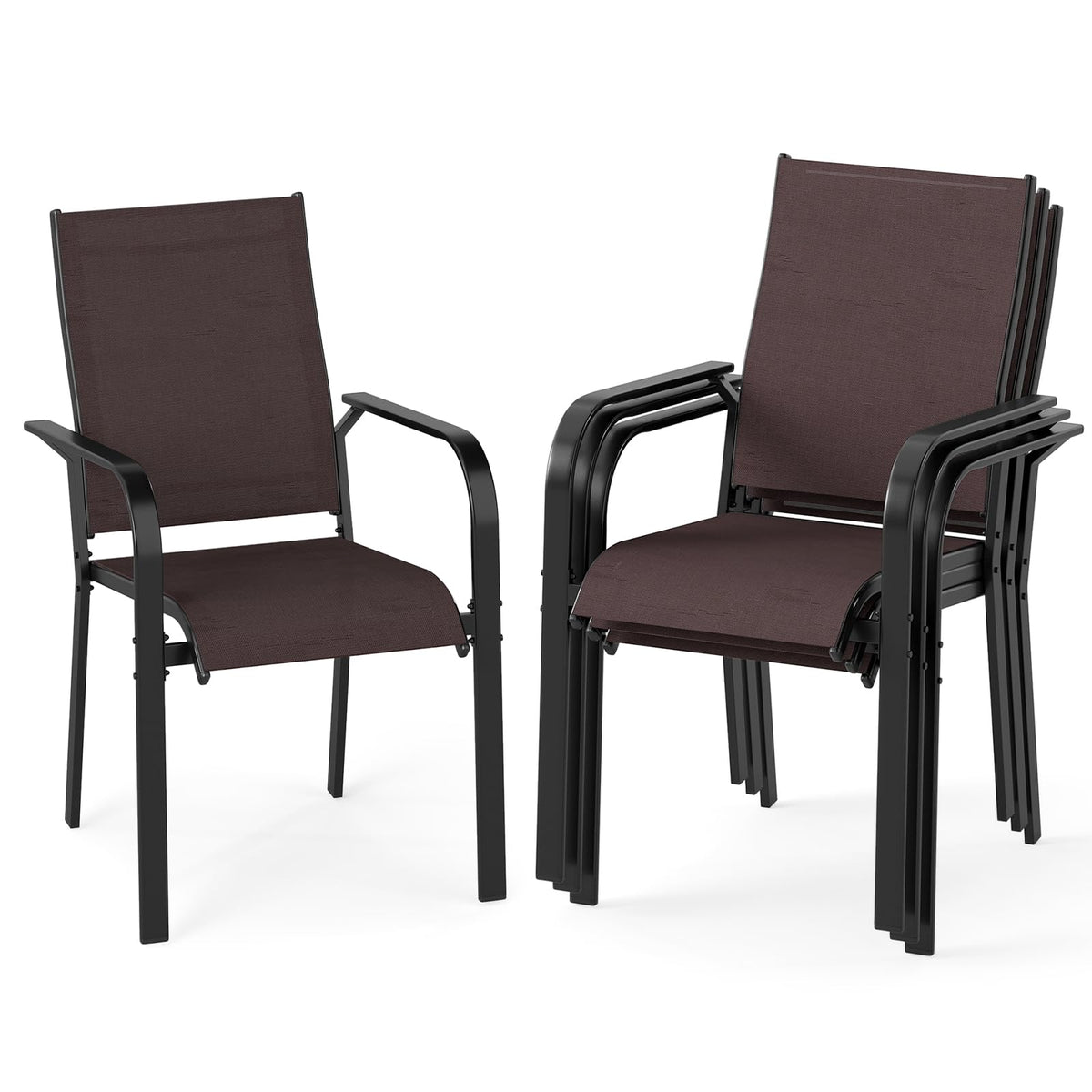 Tangkula Patio Dining Chairs - Stackable Outdoor Armchairs with Metal Frame - Product image 12