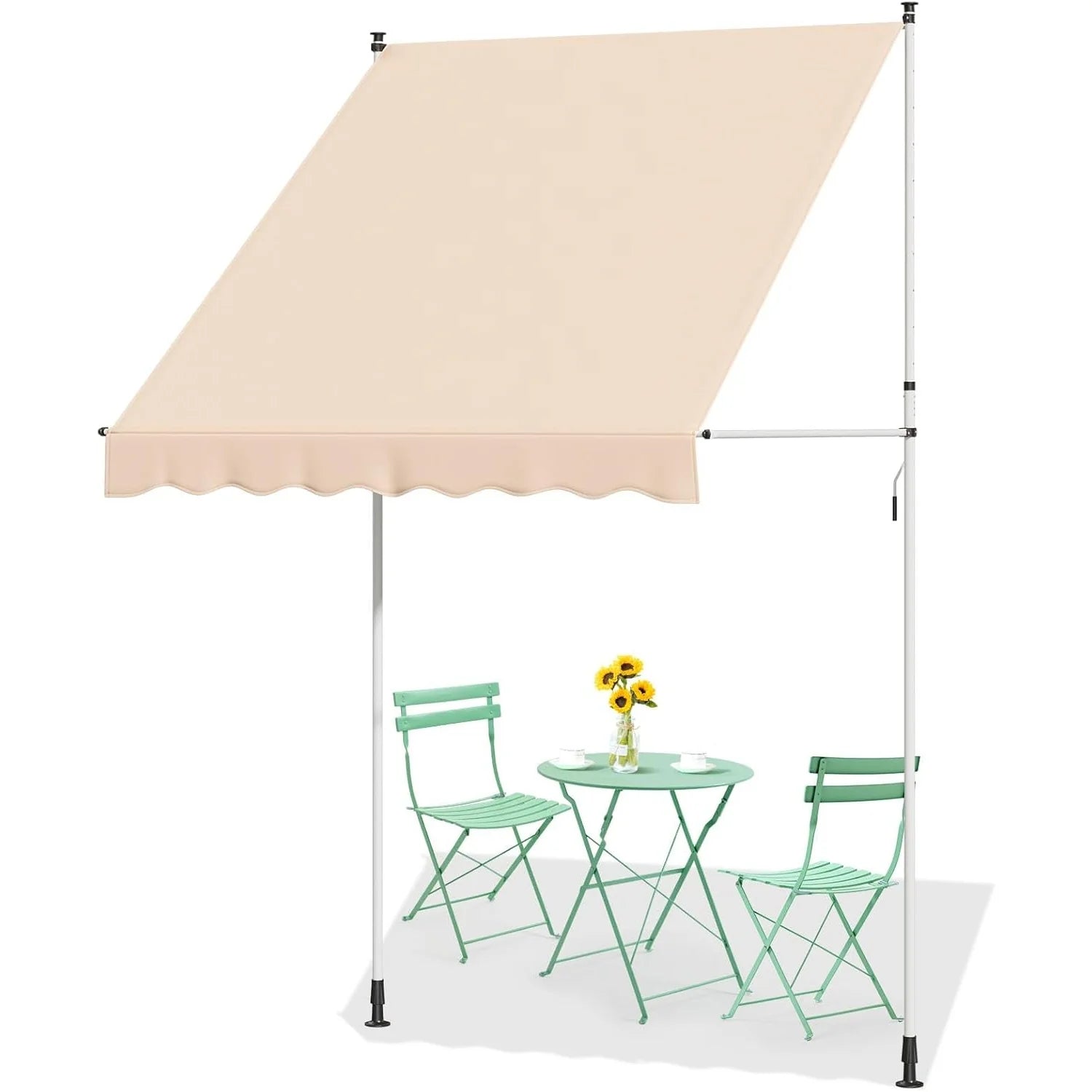 AECOJOY Manual Retractable Awning, 78" Non-Screw Outdoor Patio Awning, Beige - Product image 1