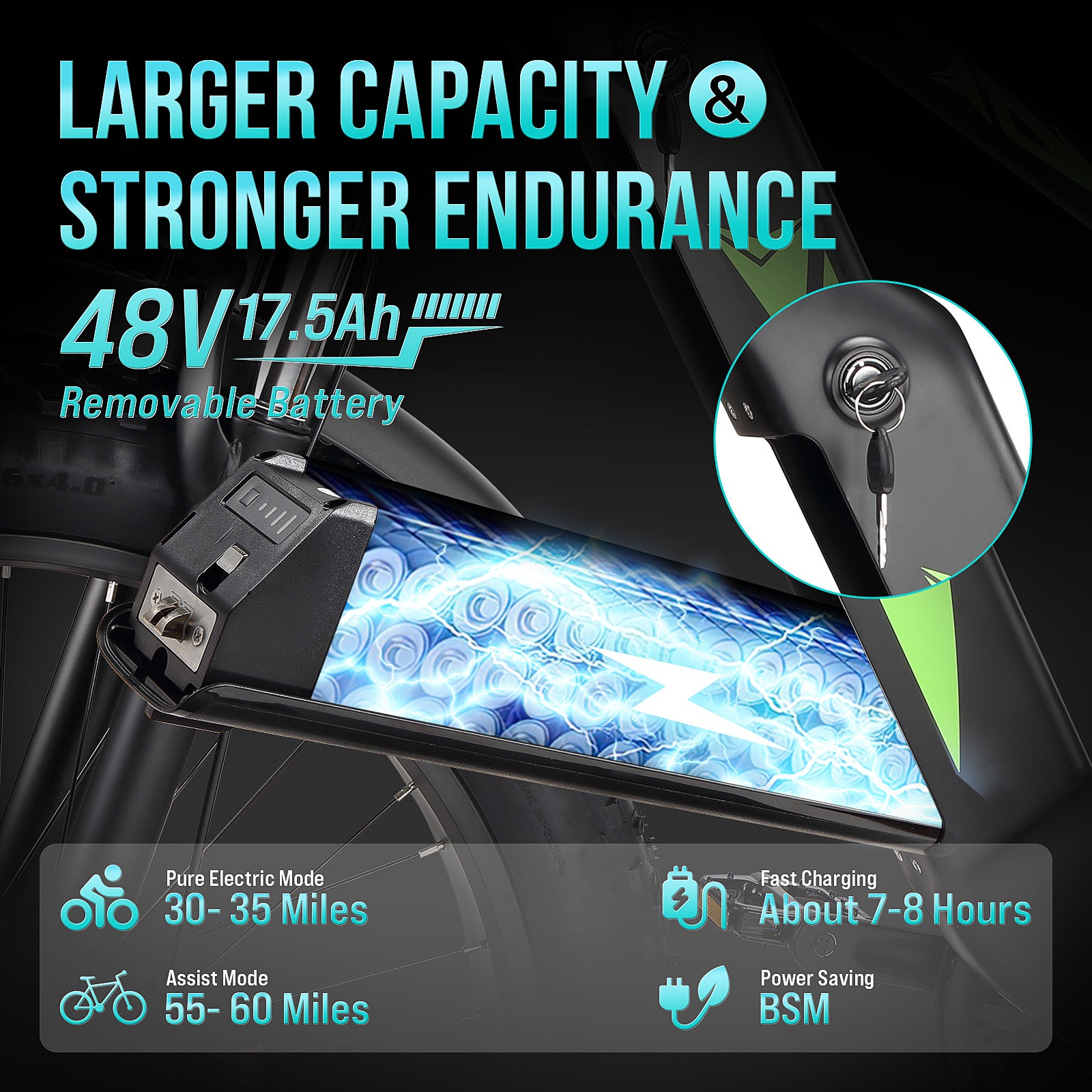 Electric Bike for Adults, 1000W E Bikes for Men, 26" Fat Tire Electric Bikes, 48V 17.5AH Battery, 28MPH - Product image 12