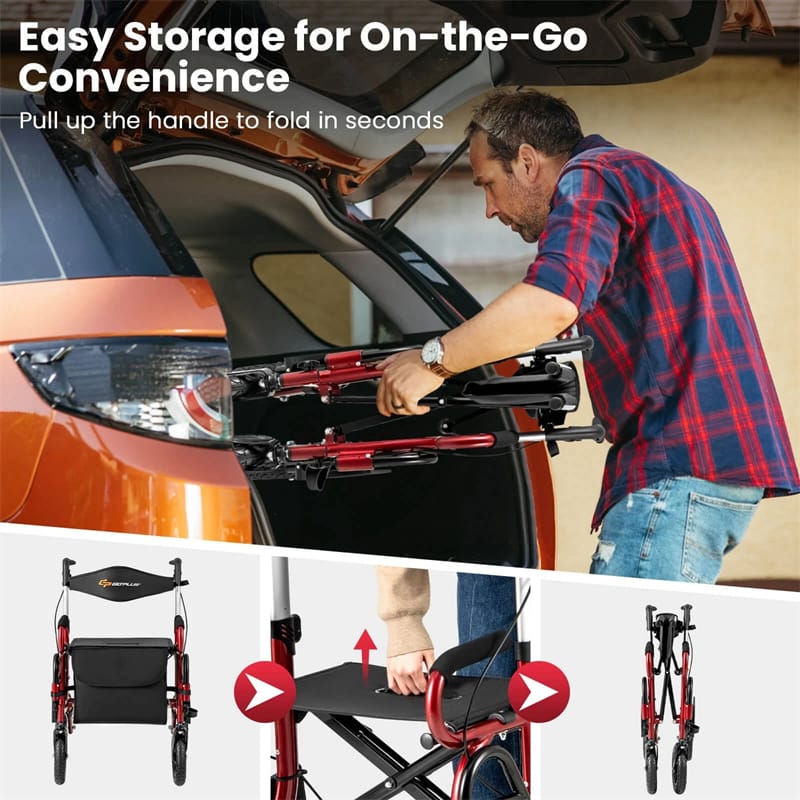 2-in-1 Folding Rollator Walker with Seat, Armrests & 9" All-Terrain Pneumatic Tires - Product image 7
