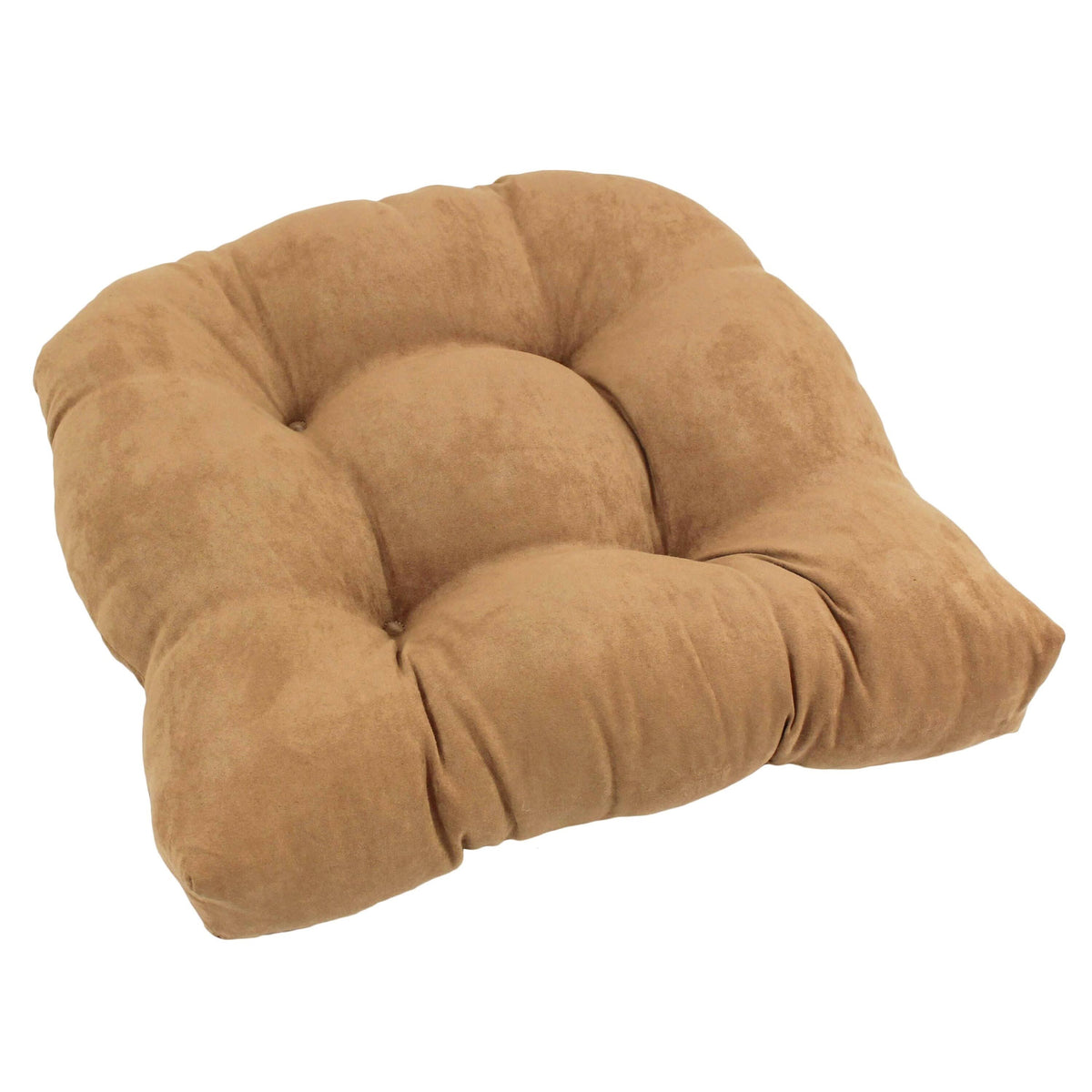 Blazing Needles 19 in. U-Shaped MicroSuede Tufted Dining Chair Cushion, Camel - Product image 1