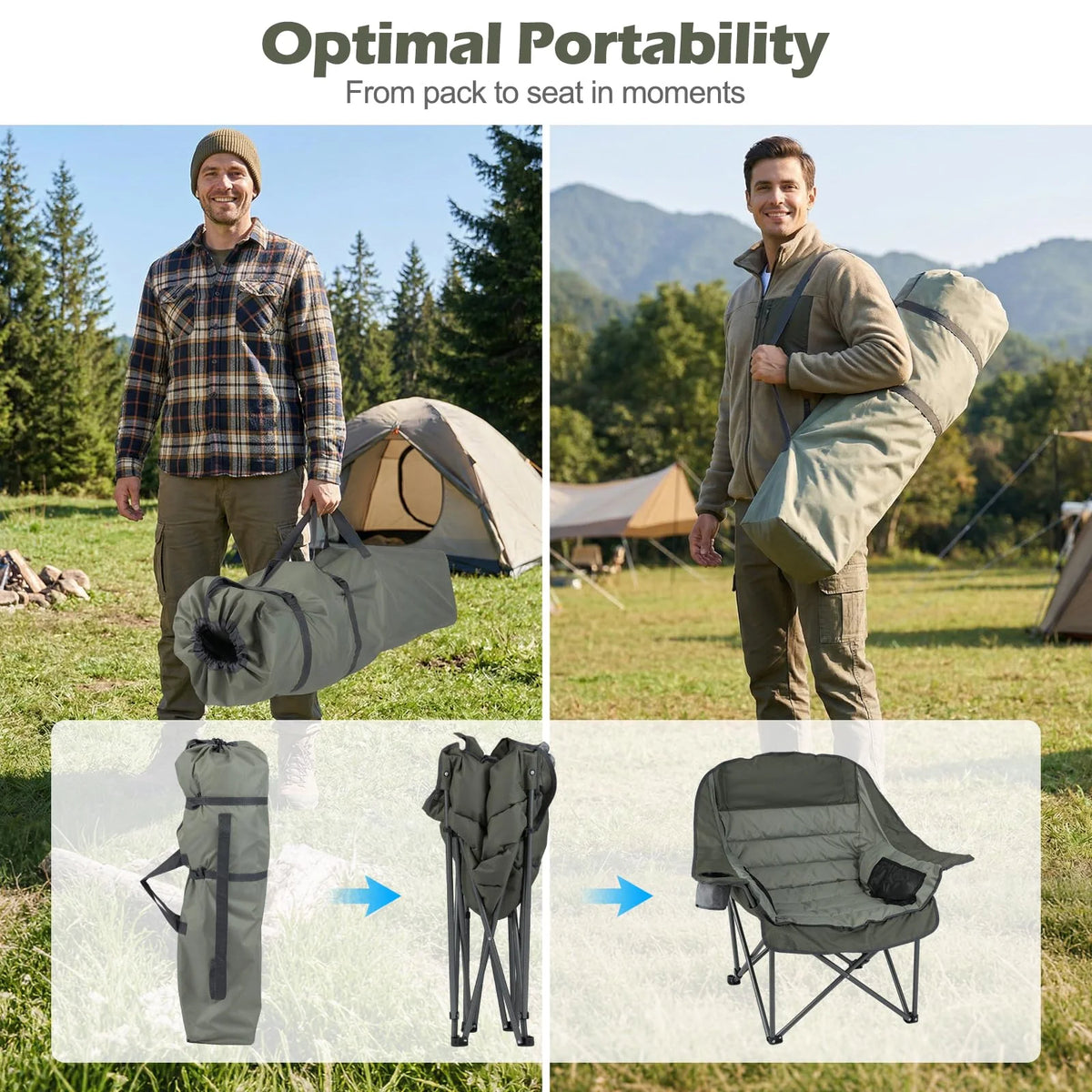 Tangkula Camping Chair - Portable Oversized Outdoor Folding Camp Chair with Padded Seat - Product image 6