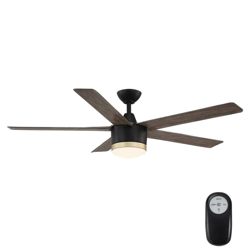 Merwry 56 in. Integrated LED Indoor/Outdoor Matte Black Ceiling Fan with Light - Product image 1