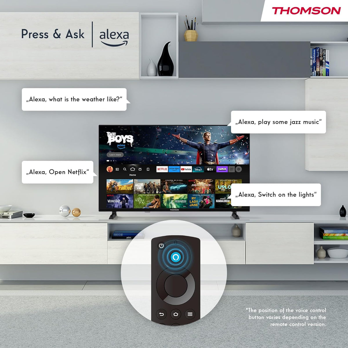 THOMSON 32 Pouces (82 cm) HD LED Fire TV with Alexa voice control AirPlay Triple Tuner (Cable Satellite Antenna) Bluetooth 5.0 HDMI USB ports AV in CI USB - 32HF2S34