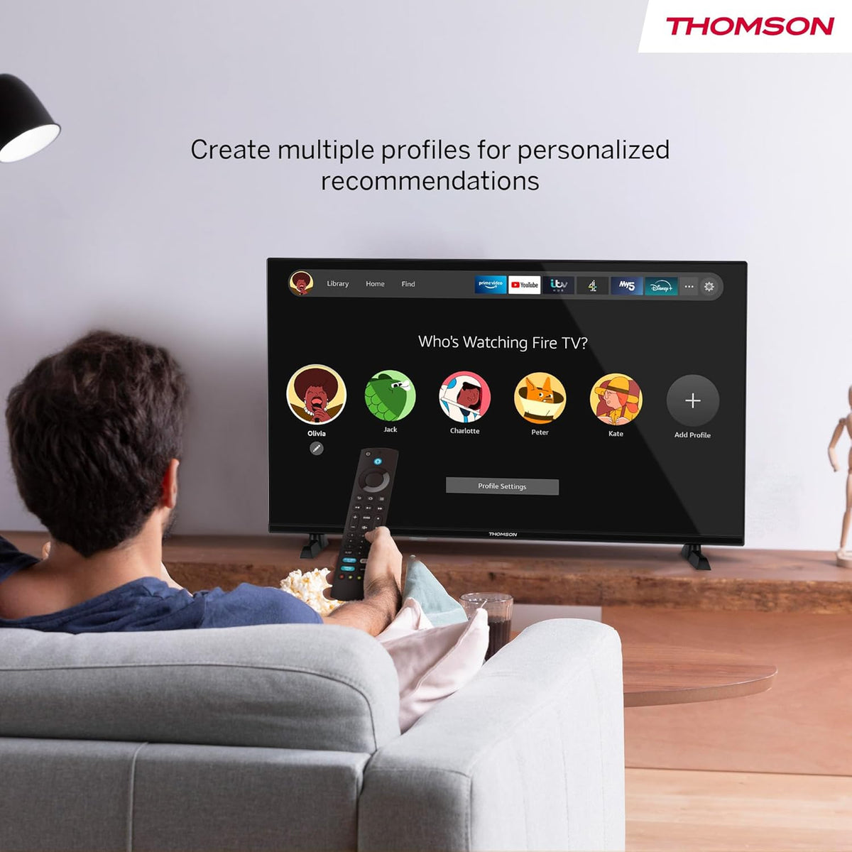 THOMSON 32 Pouces (82 cm) HD LED Fire TV with Alexa voice control AirPlay Triple Tuner (Cable Satellite Antenna) Bluetooth 5.0 HDMI USB ports AV in CI USB - 32HF2S34