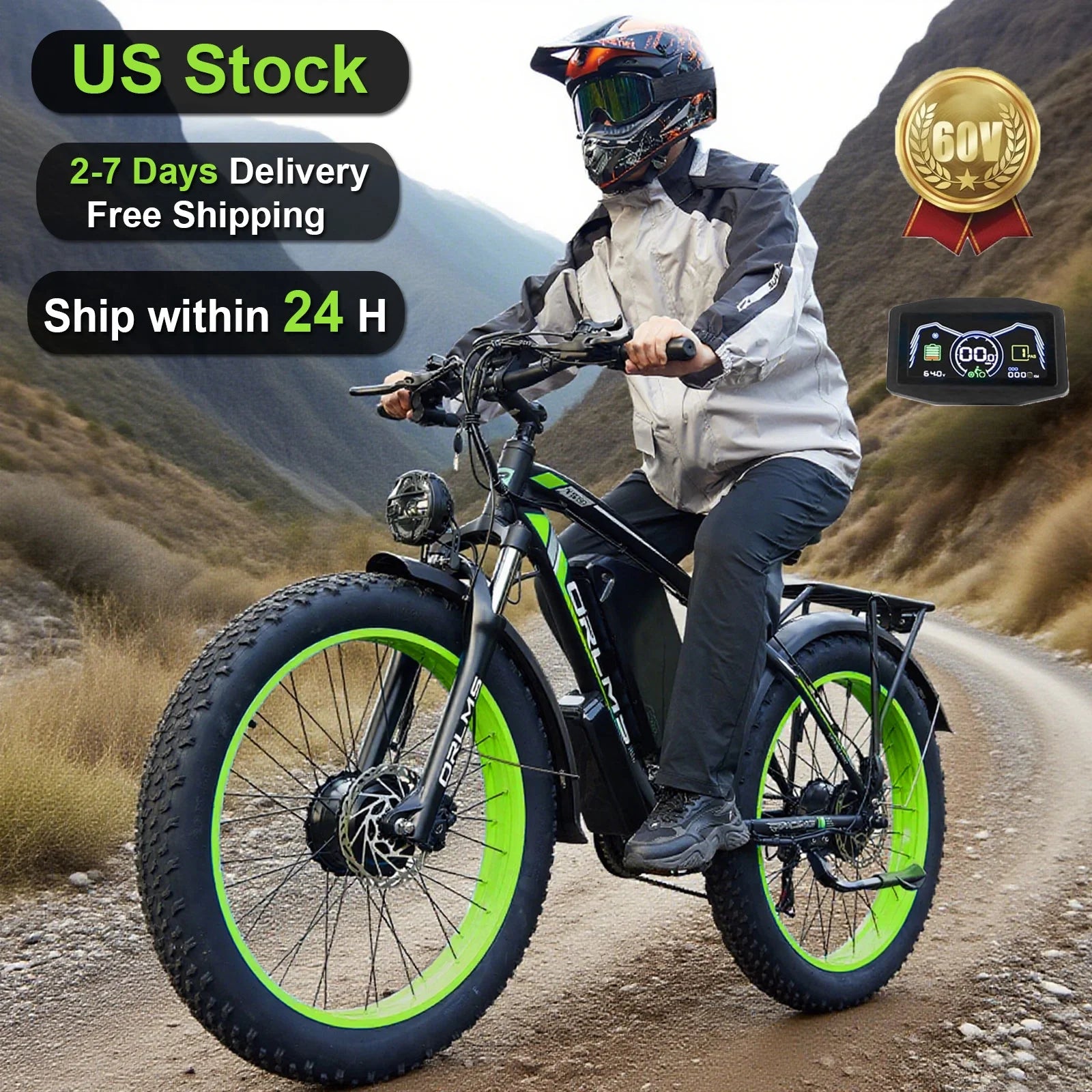 (US in Stock) 5000W Peak Dual Motor Electric Bike for Adults, 60V 25AH Removable Battery Ebike - Product image 31