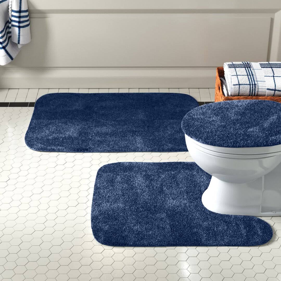 Rufford 3 Piece Bath Rug Set Charlton Home Color: Navy - Product image 1