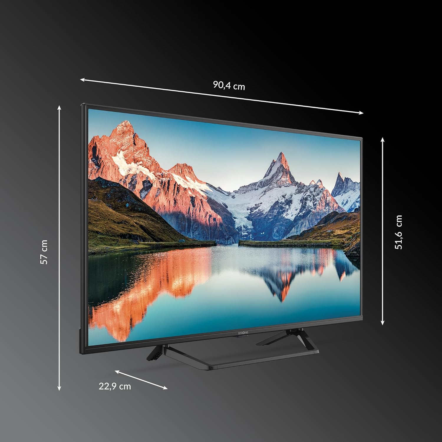 STRONG - 40 Inch (100 cm) Full HD Television SRT40FF2003C - Exceptional Image Quality - Integrated Triple Tuner - 3 HDMI Ports (1 Arc) + 2 USB + AV Ports + Antenna/Sat Socket - Black