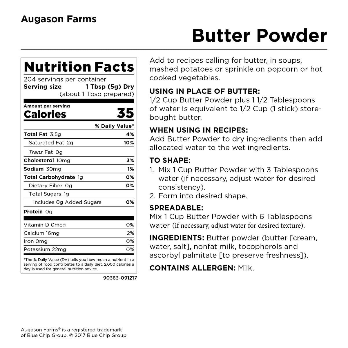 Augason Farms Butter Powder 2 lb 4 oz No. 10 Can - Product image 2