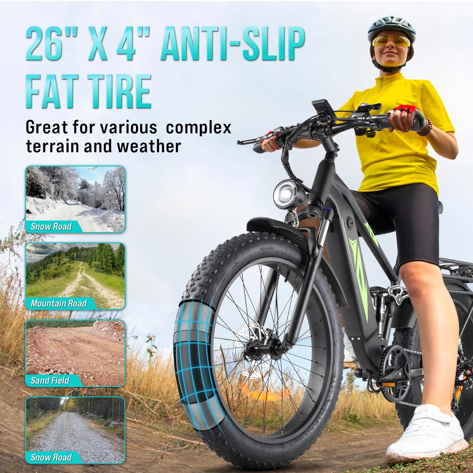 Electric Bike for Adults, 1000W E Bikes for Men, 26" Fat Tire Electric Bikes, 48V 17.5AH Battery, 28MPH - Product image 13