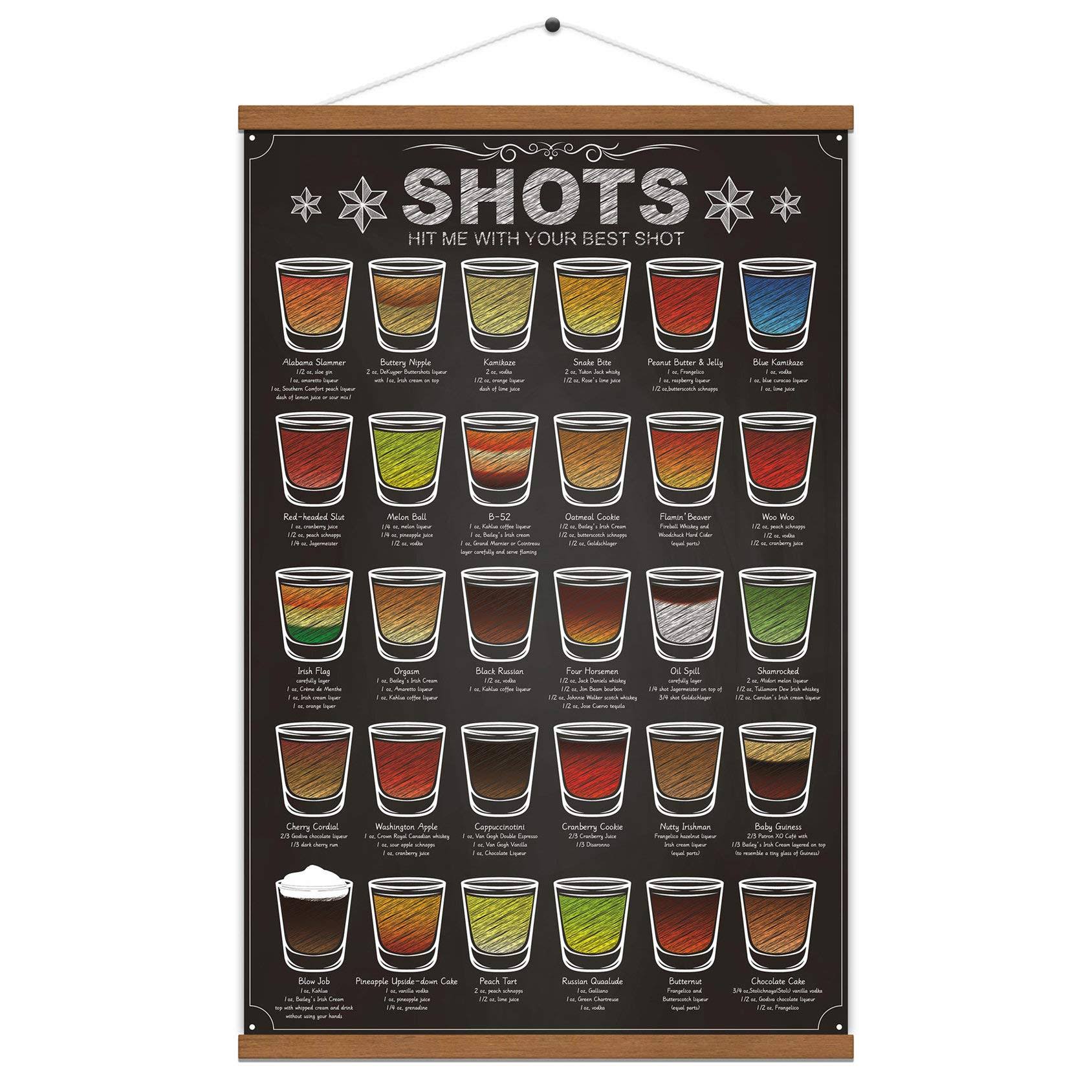 WEROUTE 30 Shots Mixology Canvas Print Poster Cocktail Recipes Infographic Drink Designed Bar Pub Themed - Product image 1