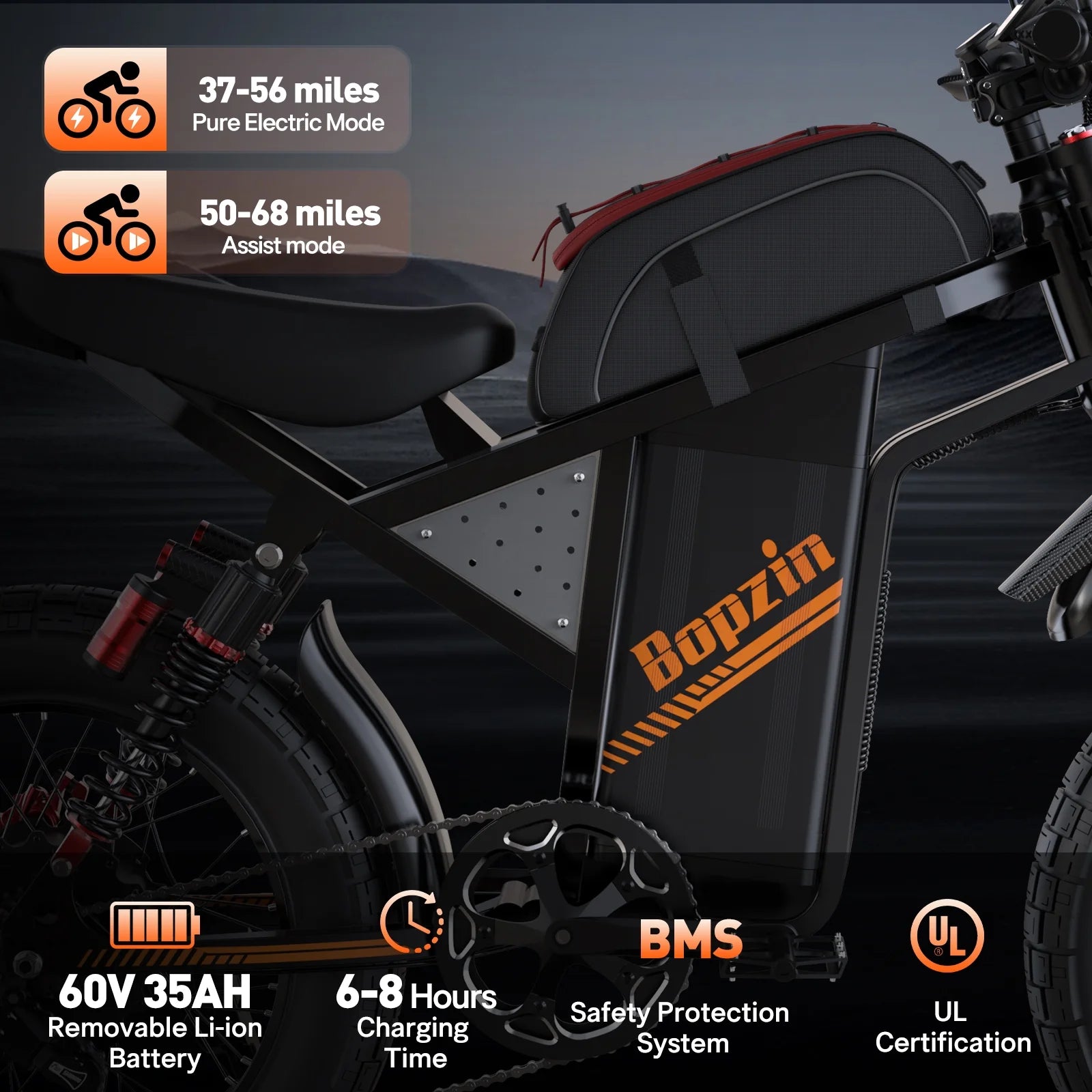 Electric Dirt Bike for Adults, 60V 35ah, 3000W 45 MPH & 37 - 68 Miles Electric Motorcycle - Product image 20