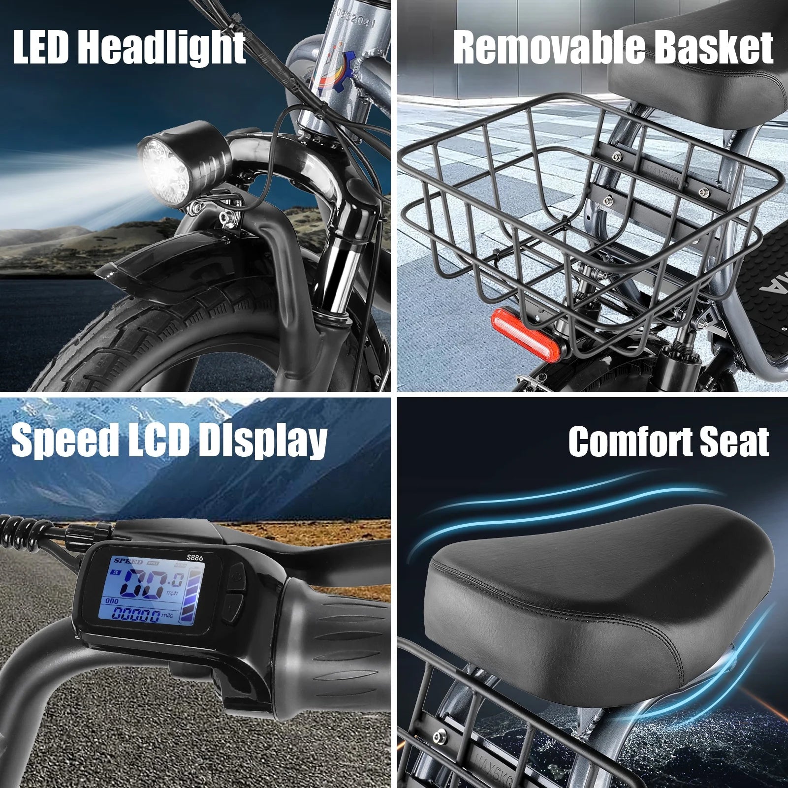 SANOPY 350W Electric Scooter with Seat for Adults, 15 Miles Range 20 Mph, 36V 5.2ah Battery Moped - Product image 22