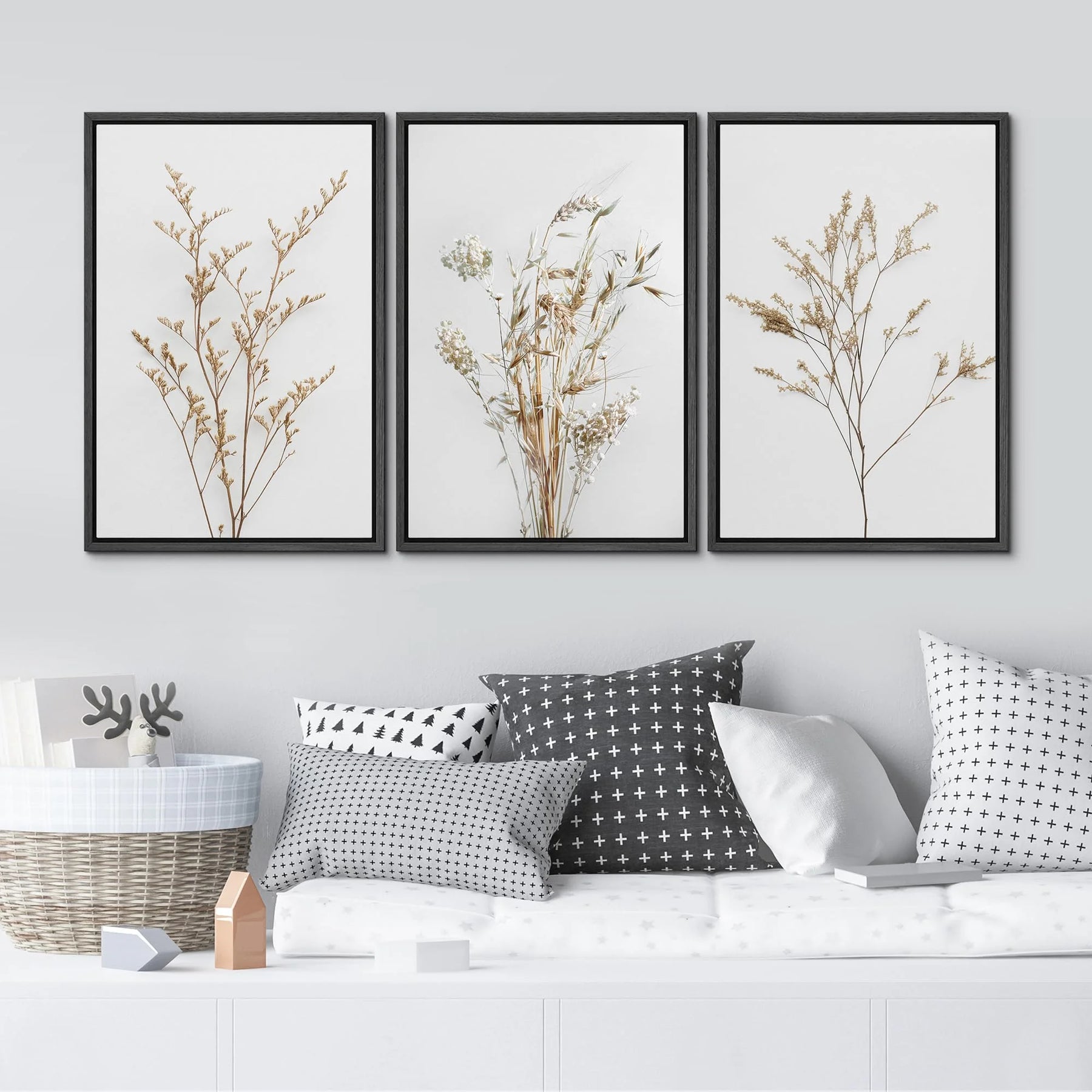 IDEA4WALL Framed Canvas Print Wall Art Set of 3 Wildflower Floral Botanical Prints - Product image 3