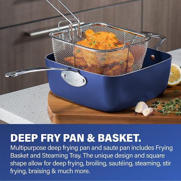 Classic Blue 20 - Piece Aluminum Ultra - Durable Non - Stick Diamond Infused Cookware and Bakeware Set