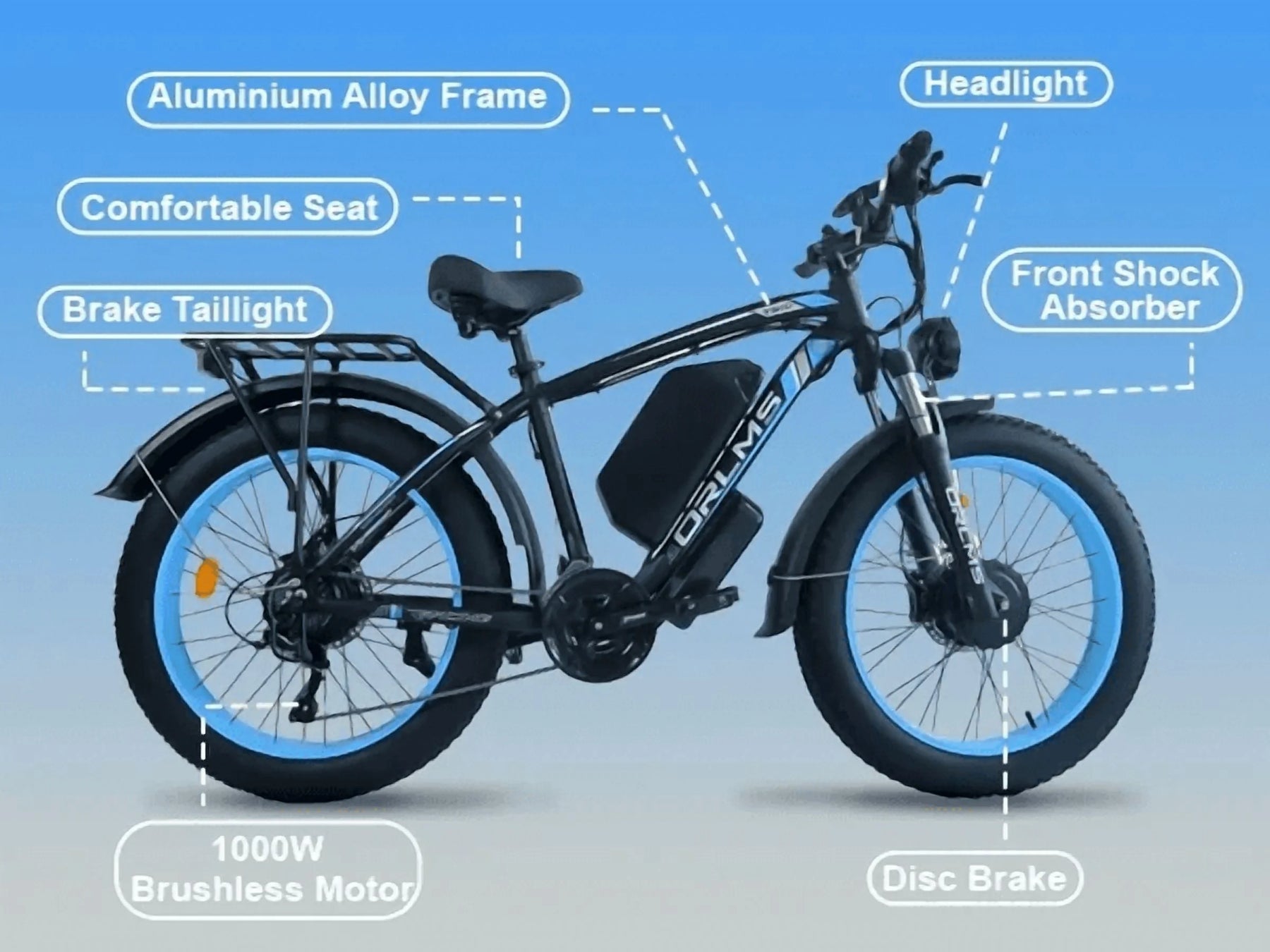 (US in Stock) 5000W Peak Dual Motor Electric Bike for Adults, 60V 25AH Removable Battery Ebike - Product image 27
