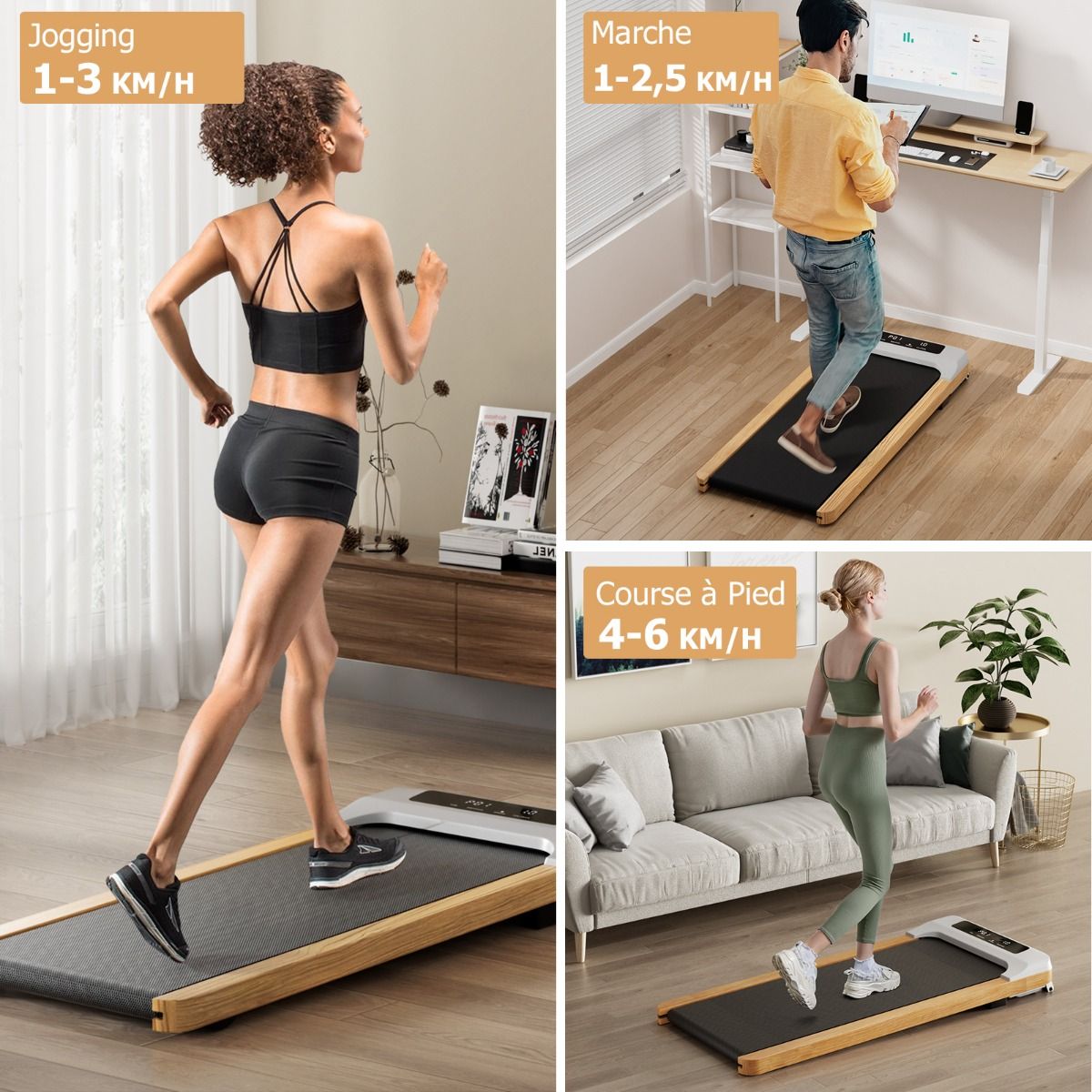 Electric Treadmill 1.3-6KM/H 2.25HP Motor with Wheels Load 120 kg with Remote Control LED Screen 15 Programs Gray -